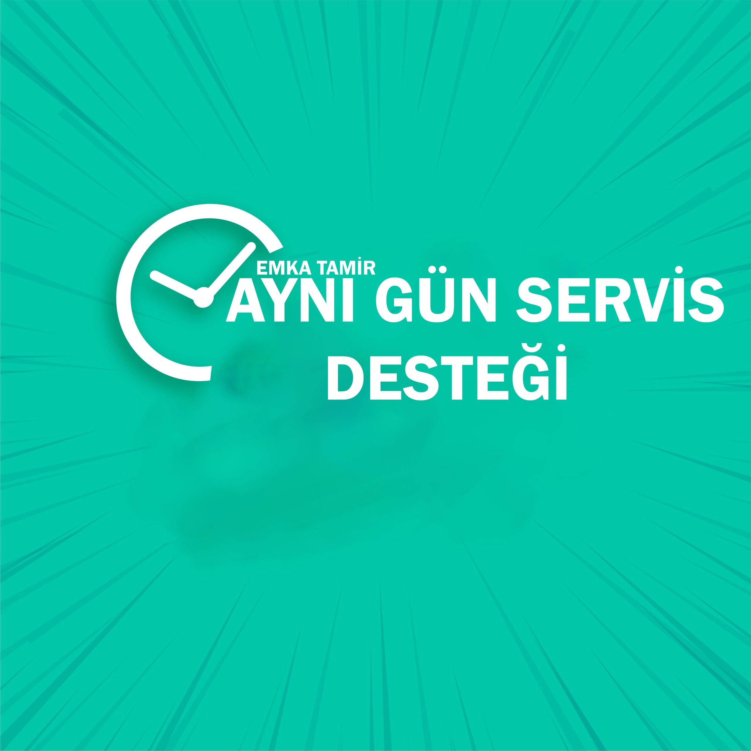 Emka Tamir – Aynı Gün Servis Desteği görseli, saat simgesi ile.