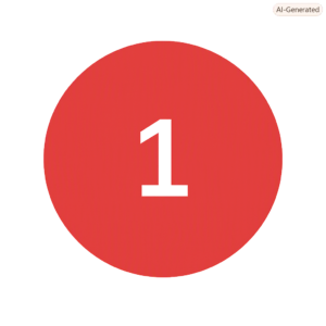 Kırmızı daire içinde beyaz “1” rakamı.