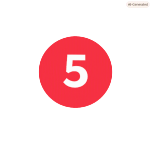 Kırmızı daire içinde beyaz “5” rakamı.