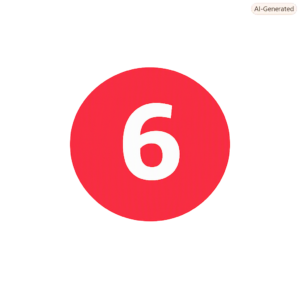 Kırmızı daire içinde beyaz “6” rakamı.